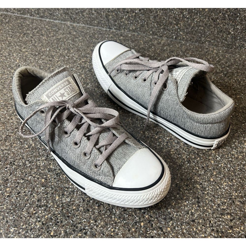 Converse All Star Women Sz 7 Gray Woven Canvas Lace Up Low Sneaker Padded Tongue